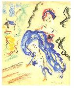 Ernst Ludwig Kirchner Dancer in a blue skirt oil painting